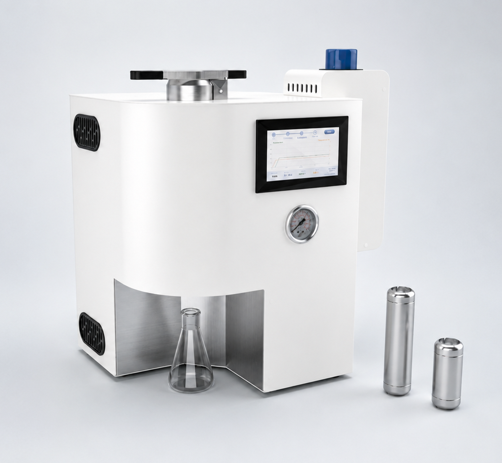 EasyOne extractor with 125 mL and 250 mL extraction baskets