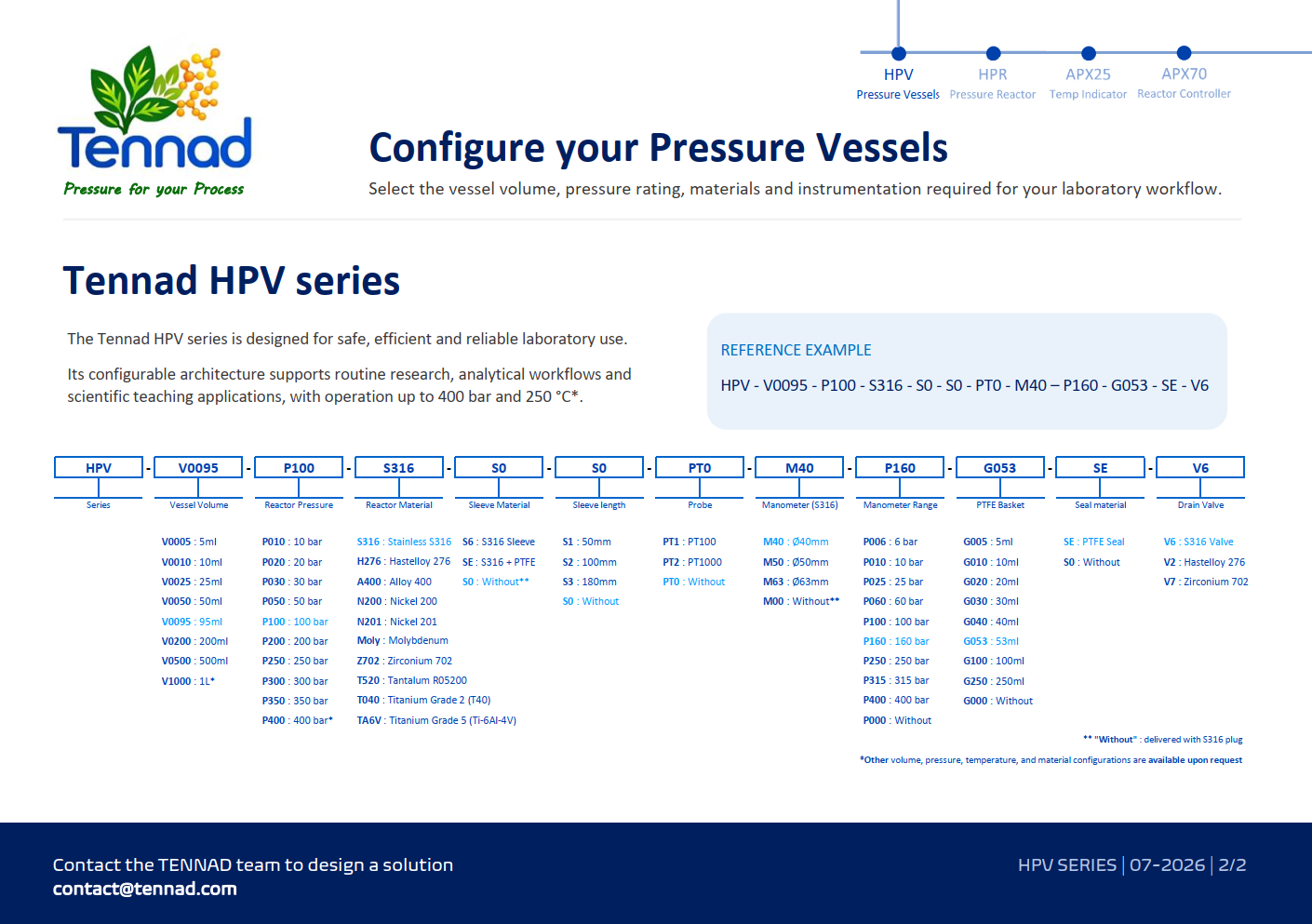 Thumbnail showing HPV Series high-pressure vessel configuration options