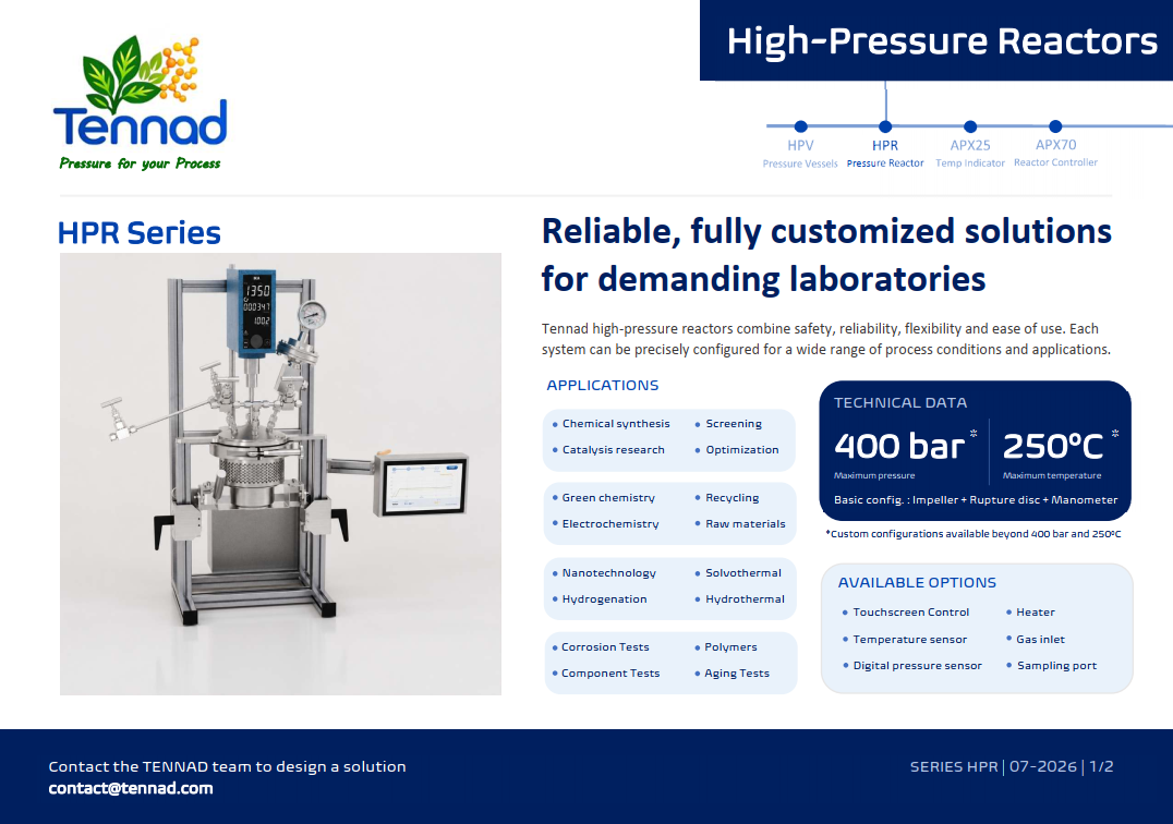 Thumbnail of the HPR Series high-pressure reactor PDF datasheet
